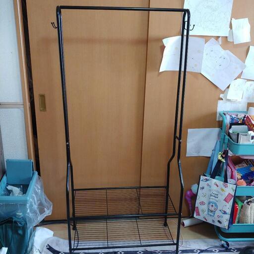 ハンガーラック 棚付き ブラック