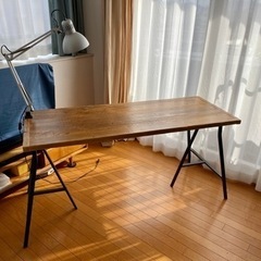 WOODPRO杉足場板テーブル＋IKEA鉄脚＋照明セット