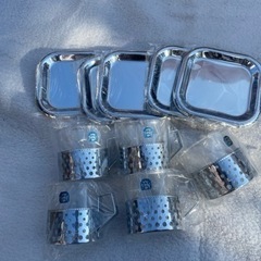 【新品未使用】ガラスのコップとトレー５個セット