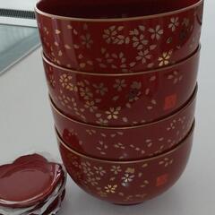桜柄汁椀セット　箸置き付きの画像