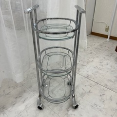 サイドワゴン　キッチンワゴン　ガラスシェルフワゴン　3段