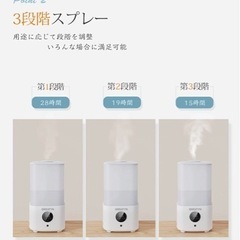 【新品未使用】超音波加湿器 次亜塩素酸水対応 最大45H連続運転 空焚き防止 おしゃれ 上部給水 送料無料 スマート加湿器 アロマ対応 卓上 オフィス タイマー付き大容量 小型 コンパクト タッチセンサー 自動停止機能 LEDライト付き 静音　②の画像