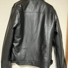 メンズ合皮レザージャケット（黒）の画像