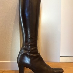 AkiraOsaki 本革ロングブーツ細身　23.5cmの画像