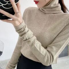 新品A146レディスセーターハイネックセータープルオーバー春セーターニットの画像