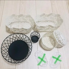小物入れ バスケット レース 白 ホワイト 黒 ブラック 500...