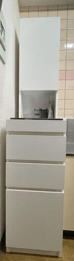 幅35cm作業台付きステンレス天板すき間収納