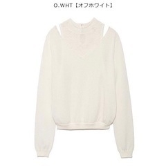★新品・未使用★LilyBrown 透かし編み　オフホワイト  肩見せ　ニットの画像