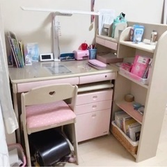コイズミ　学習机セット（机、棚、椅子、引き出し）