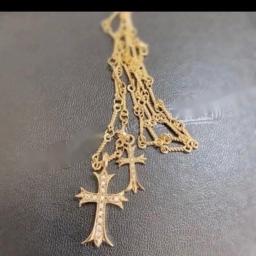 22kgp加工クロスネックレスタイニークロス ツイストチェーン