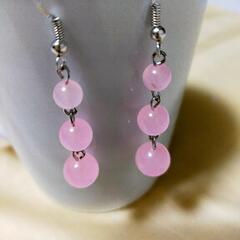 天然石　ローズクオーツ　ピアス
パワーストーンの画像