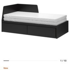 FLEKKE フレッケ デイベッド 引き出し2/マットレス2付き, ブラックブラウン/オースヴァング かため80x200 cmの画像