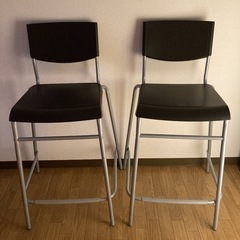 【2/26,2/27 OK】IKEA カウンターチェア 黒 2脚セット