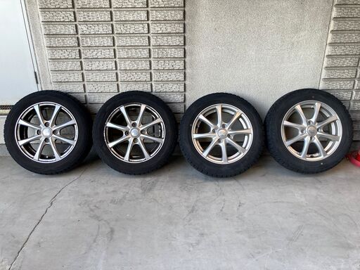 ダンロップウィンターマックス WM01 155/65R14 18年製スタッドレス＆14インチ社外アルミ 4穴 PCD100 +40 4本 NBOX NWGN NONEなど手渡可