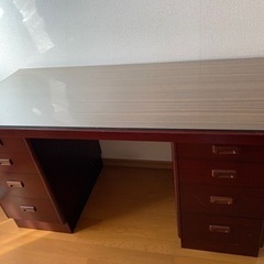 【終了】【交渉中】【20,000円➡︎今週10,000円】【オーダー家具】『建具屋さんオーダー世界でひとつの大容量机（こちらもオーダー強化硝子天板）』の画像