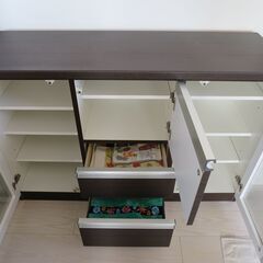ニトリのキッチン収納・食器棚 ダークブラウン 美品
