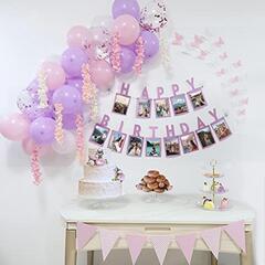 新品未使用　誕生日飾り　ガーランド　蝶　風船　藤の花　胡蝶しのぶ...