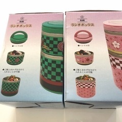 鬼滅の刃風 和柄 ランチボックス 2つセットの画像