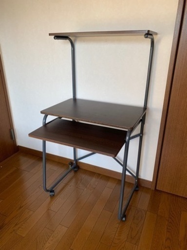 カインズホーム 美品 組み立てパソコンデスク 2段 キャスター付き