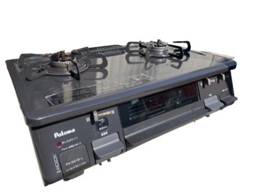 2017年製 パロマ ガスコンロ PA-N41B 【左強火力・プロパンガス(LPG)専用】水なし片面焼きグリル(0220c)