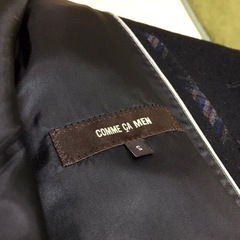 COMME CA MEN コムサメン スタンドカラーコート 黒 ベルト 紳士 Sの画像