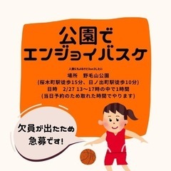 急募！2/27（日）公園でエンジョイバスケ@横浜