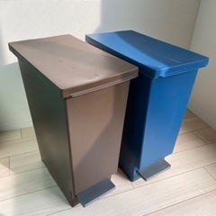 ペダル付きゴミ箱2個セット（ブラウン・ブルー）