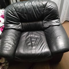 牛皮ソファー、ブラック