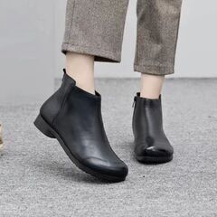 【未使用品】【配送・直接引渡OK】管理番号：D-62-1 　レディースフラットブーツぺったんこショートブーツノーヒールシューズの画像