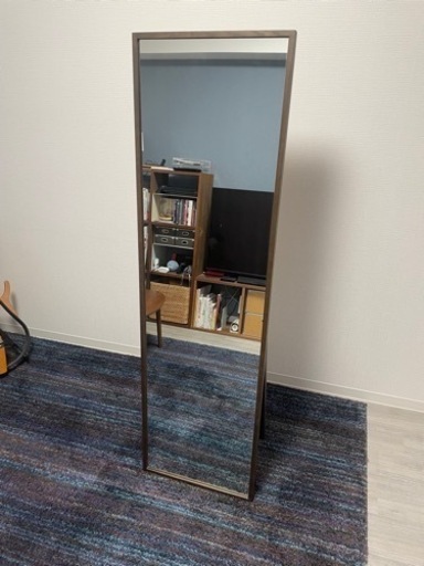 姿見　鏡　大型　無印良品　ウォールナット材ミラー大    幅４４×奥行３３×高さ１５０．５ｃｍ
