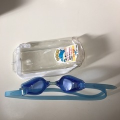 ゴーグル　水泳　スイミング　子供専用　ブルー　青　水色　ケース付...