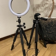LEDリングライト 三脚付き スタンドライト 自撮り ライブ配信 撮影用照明&三脚の画像
