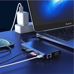 【新品】9in1 mac USB C ハブ 4K HDMI出力ポートVGAコンバーターポート RJ45 LANポート USB3.0ポートの画像