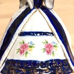 オルゴール🎻ハープ 陶器 人形 サンキョー 回転 虹の彼方に ドレス プリンセスの画像
