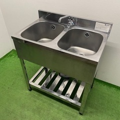 値下げ不可　10月末まで　ステンレス 2層　シンク流し台　飲食店　キッチン業務用 業務用 ステンレス 2槽シンク流し台 蛇口付き 店舗 飲食店