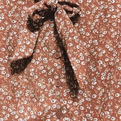 レトロ 古着　used ブラウン　茶色　花柄　ロングワンピースの画像