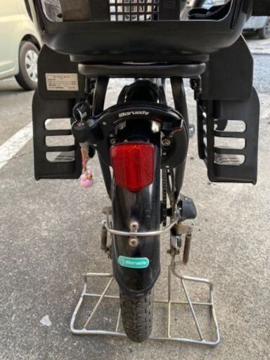 丸石サイクル　中古３人乗り対応自転車　前方後方チャイルドシート付きママチャリ　20インチ　ブラック　鹿児島市