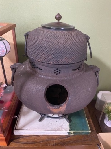 骨董　南部鬼面茶釜フルセット