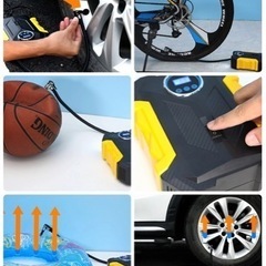 ꒰未使用꒱多様空気入れ エアコンプレッサー 黒黄色 カー用品 日用品 バイク用品の画像