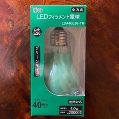 未使用に近いです◎緑のLED電球。フィラメント電球　E26 40W型の画像