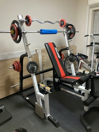 【ホームジムセット一式】アイロテック製　スクワットラック・インクラインベンチなど一式