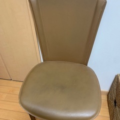 高級ブラウンベージュ茶色オールレザーデザイン椅子ハイバックダイニ...