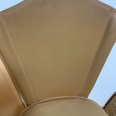 高級ブラウンベージュ茶色オールレザーデザイン椅子ハイバックダイニングチェア大塚家具の画像