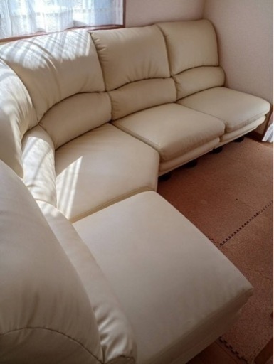 ソファー4点セットアイボリー合皮