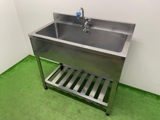 業務用　ステンレス　１槽シンク流し台　蛇口付き　店舗　飲食店　W９００ｘＤ４５０ｘＨ８００ｍｍ
