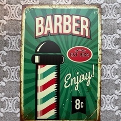 barber 理容室　ブリキ看板風　新品未使用
