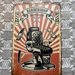 barber看板　ブリキ看板風　新品未使用品！