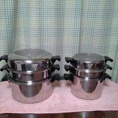アムウェイ蒸し器付両手鍋大小