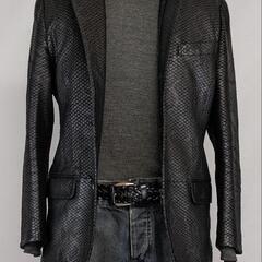 美品】LANVIN COLLECTION・メンズ、パイソン柄ラムレザージャケット