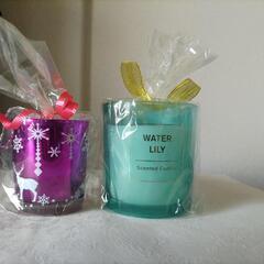 ニトリ　アロマキャンドル　ウォーターリリーとキャンドルホルダー